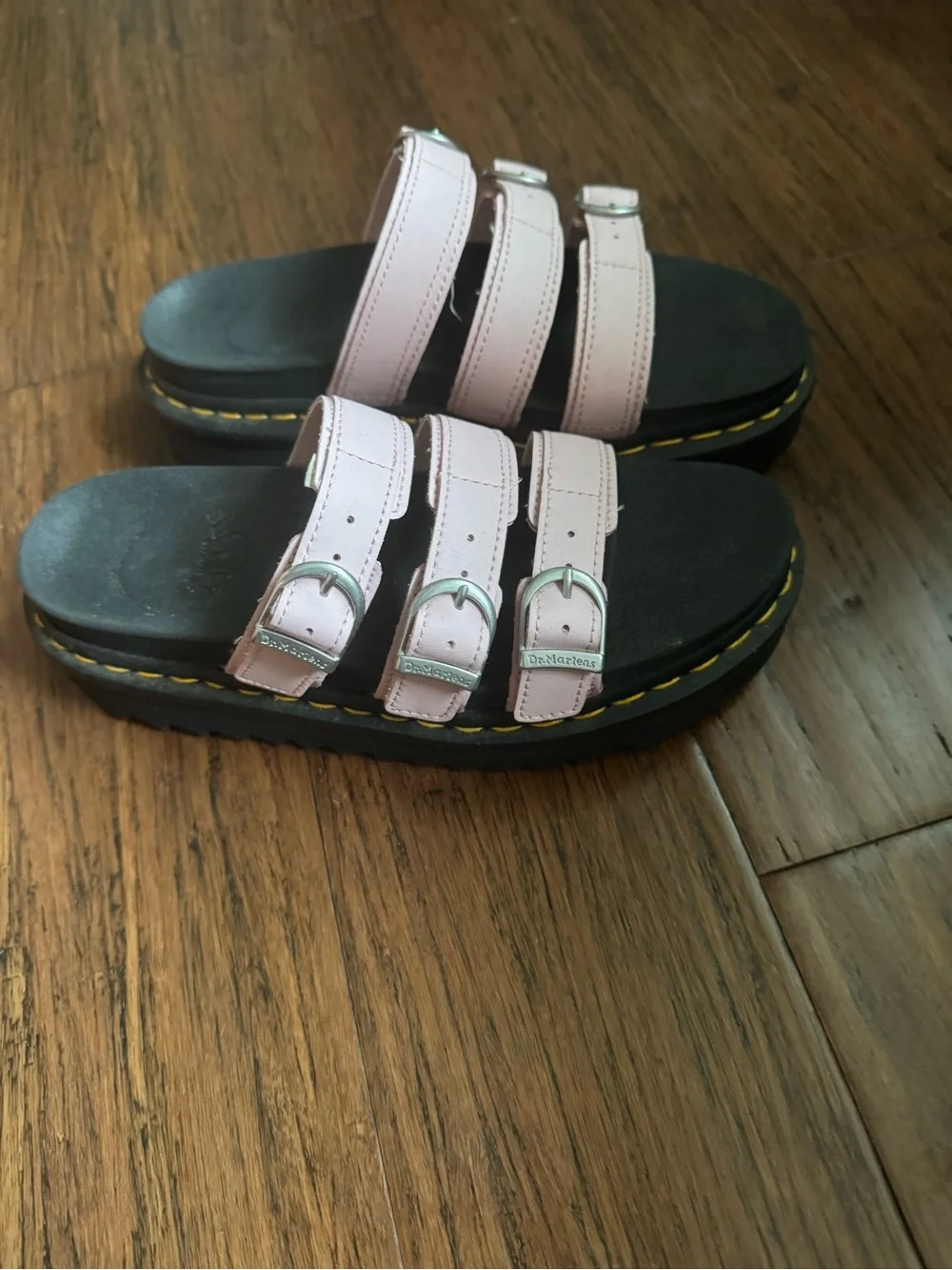 Dr. Martens Pink Triple-Strap Platform Sandals